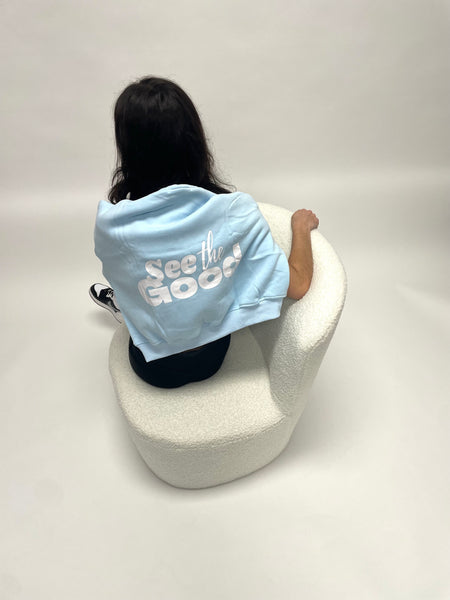 tsw leisure club - SEE THE GOOD ice blue hoodie