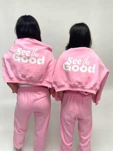 tsw leisure club - SEE THE GOOD pinky hoodie