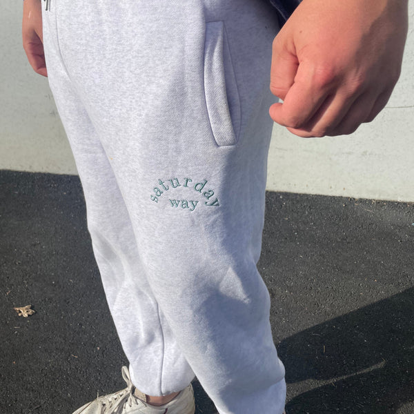 tsw leisure club -  trackpants white grey x soft evergreen