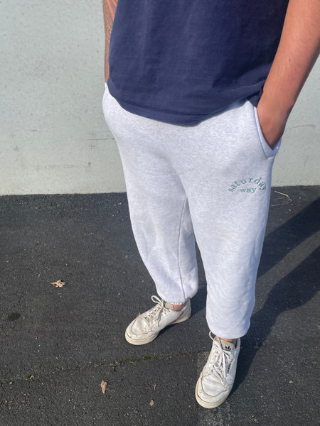 tsw leisure club -  trackpants white grey x soft evergreen