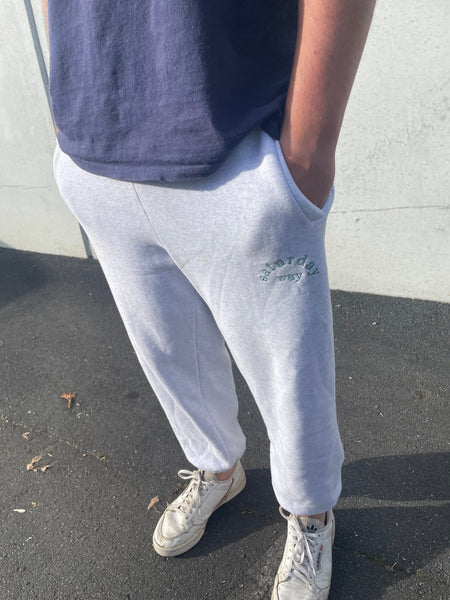 tsw leisure club -  trackpants white grey x soft evergreen