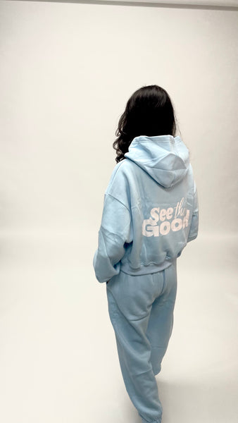 tsw leisure club - SEE THE GOOD icey blue trackpants