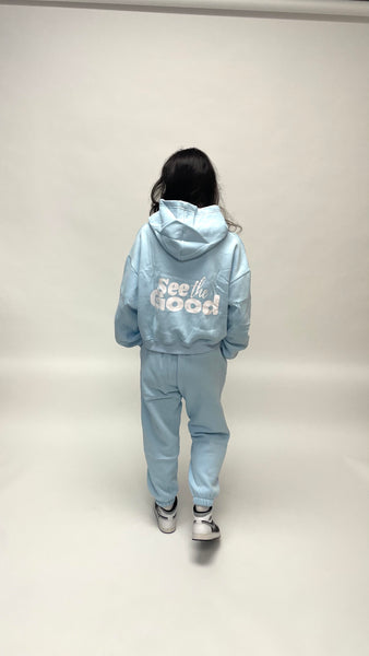 tsw leisure club - SEE THE GOOD icey blue trackpants