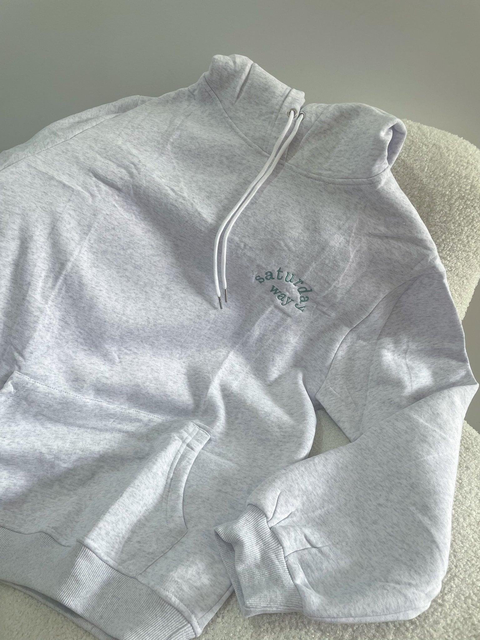 tsw leisure club - white grey x soft evergreen longline unisex hoodie