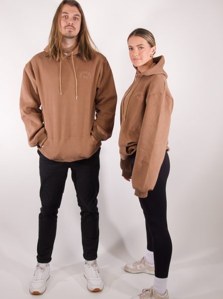 tsw leisure club - toffee brown longline unisex hoodie