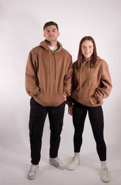 tsw leisure club - toffee brown longline unisex hoodie