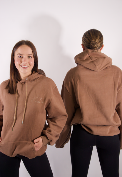 tsw leisure club - toffee brown longline unisex hoodie