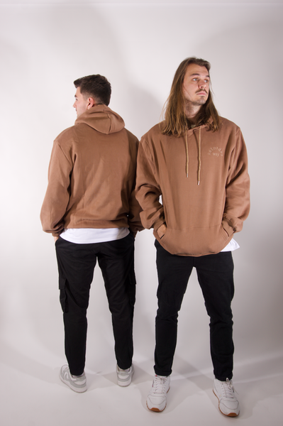 tsw leisure club - toffee brown longline unisex hoodie